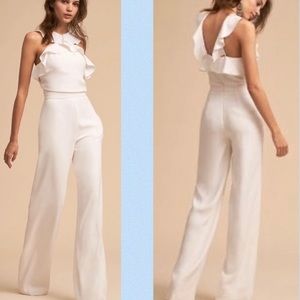 Monique Lhuillier Bissell Ruffle strap jumpsuit